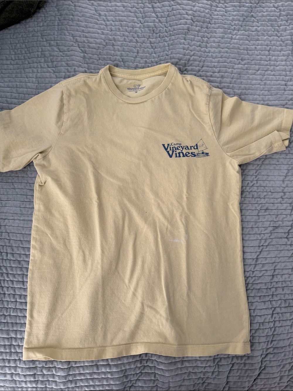 Vineyard Vines Boy’s Short Sleeve Crewneck T-Shirt - Light Yellow with Navy Logo